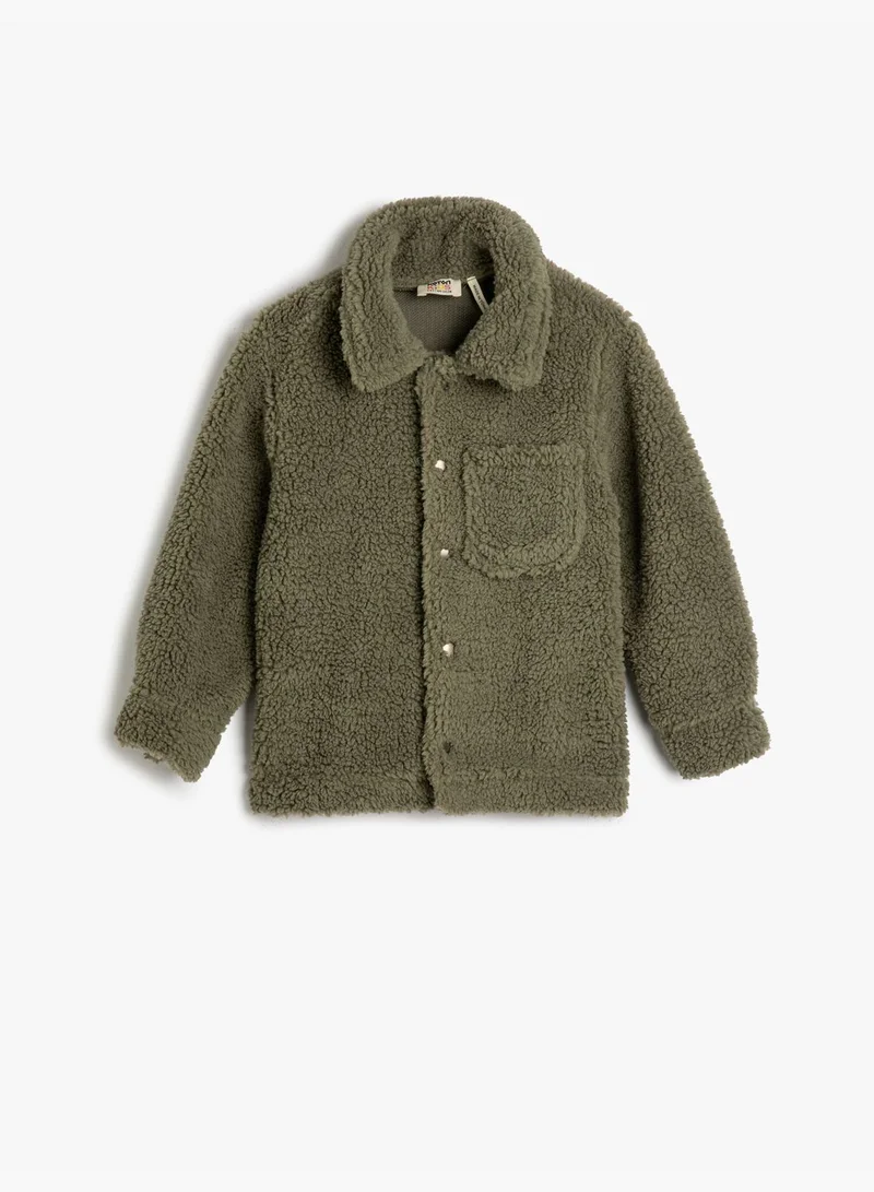 KOTON Shearling Shacket Pocket Detail Button Closure