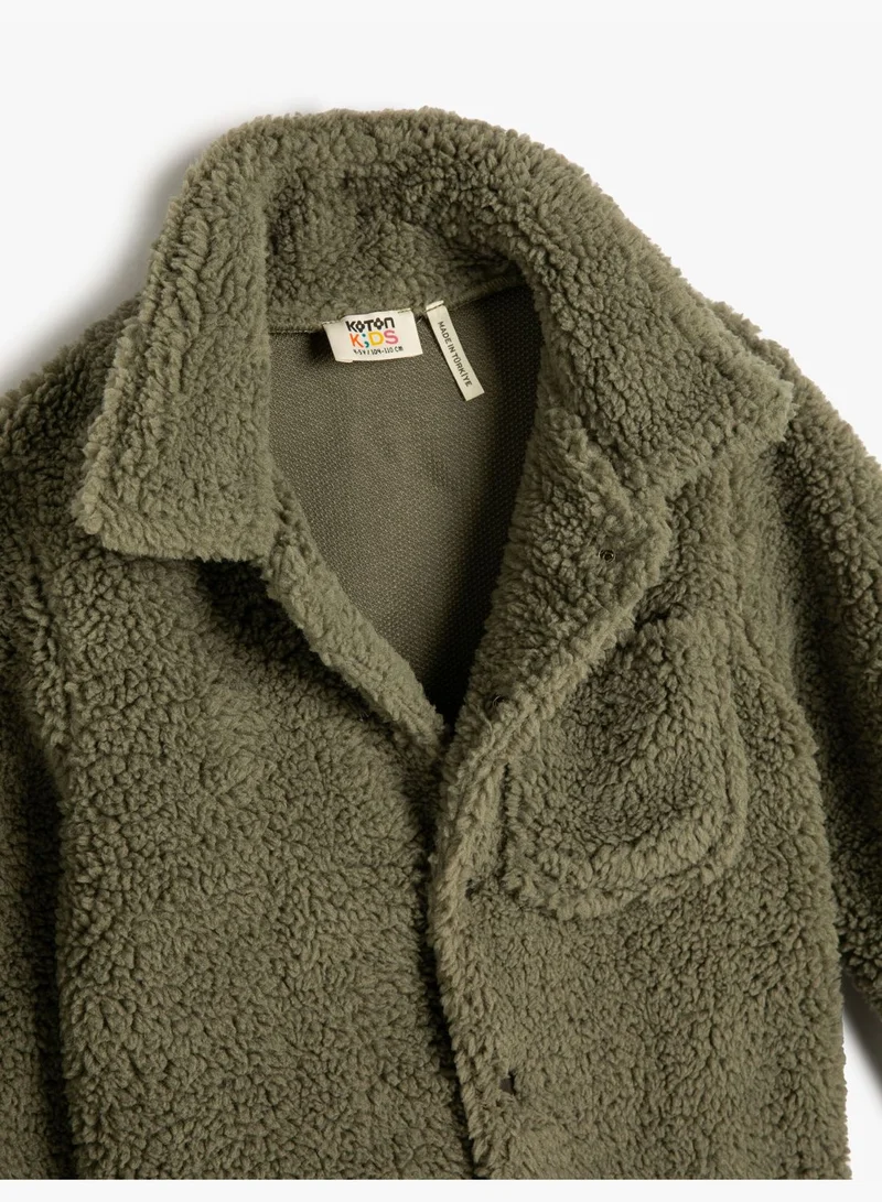 KOTON Shearling Shacket Pocket Detail Button Closure