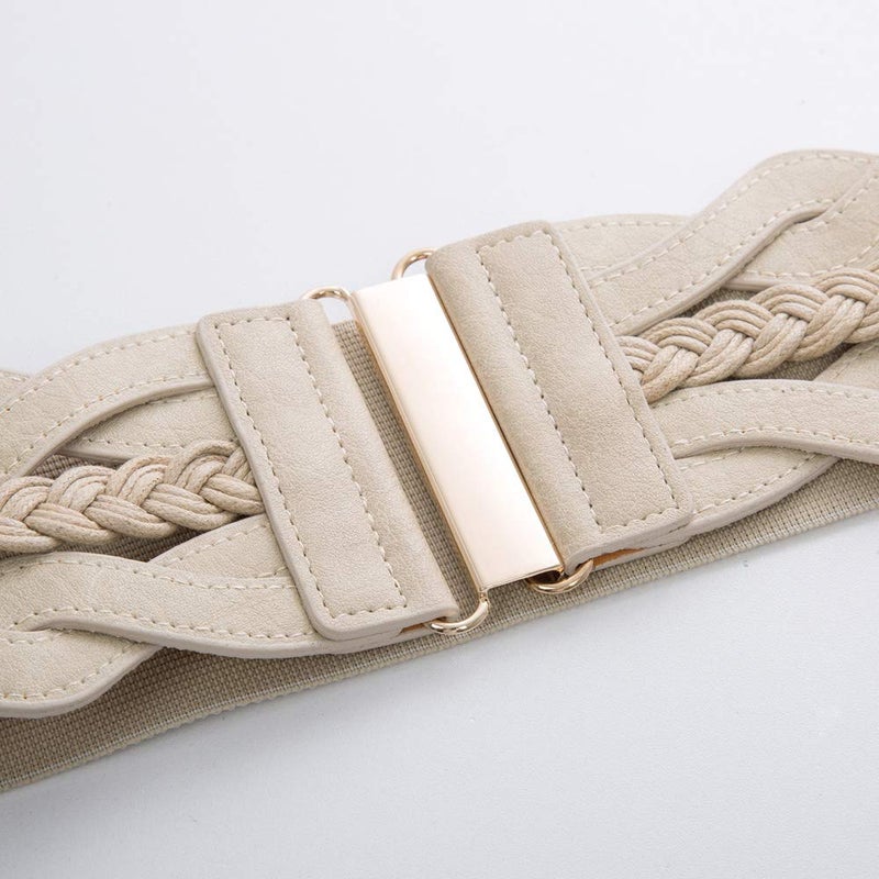 GRACE KARIN GRACE KARIN Women's Elastic Vintage Belt Stretchy Retro Wide Waist Cinch Belt(Apricot,M) - Image 4