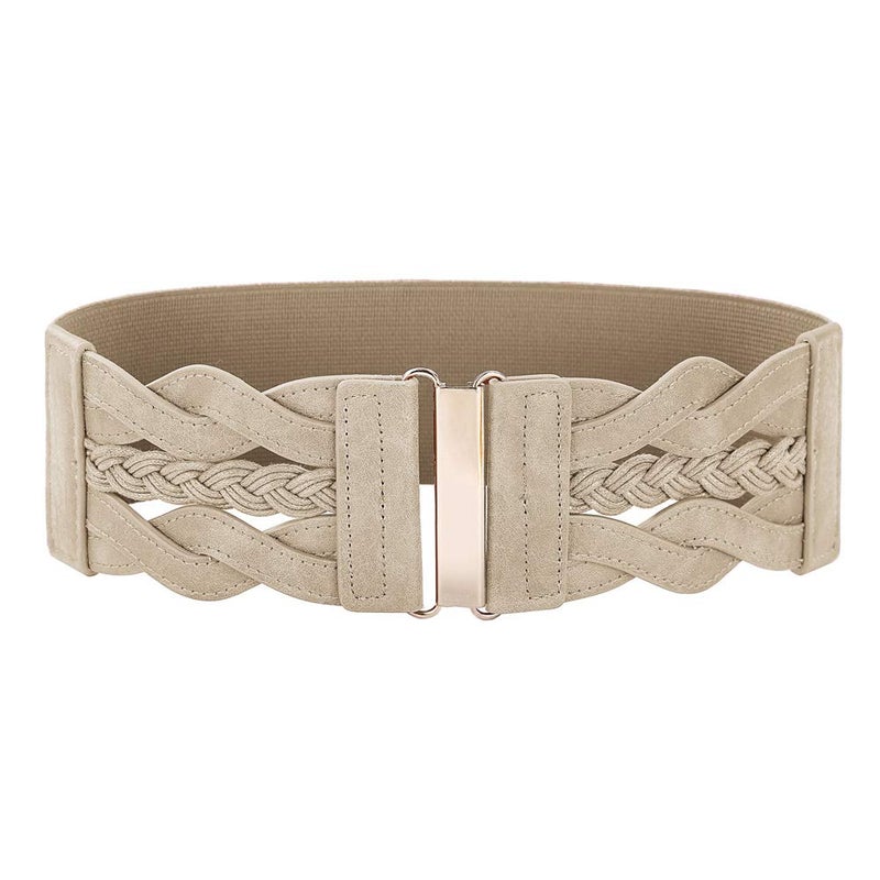 GRACE KARIN GRACE KARIN Women's Elastic Vintage Belt Stretchy Retro Wide Waist Cinch Belt(Apricot,M) - Image 1