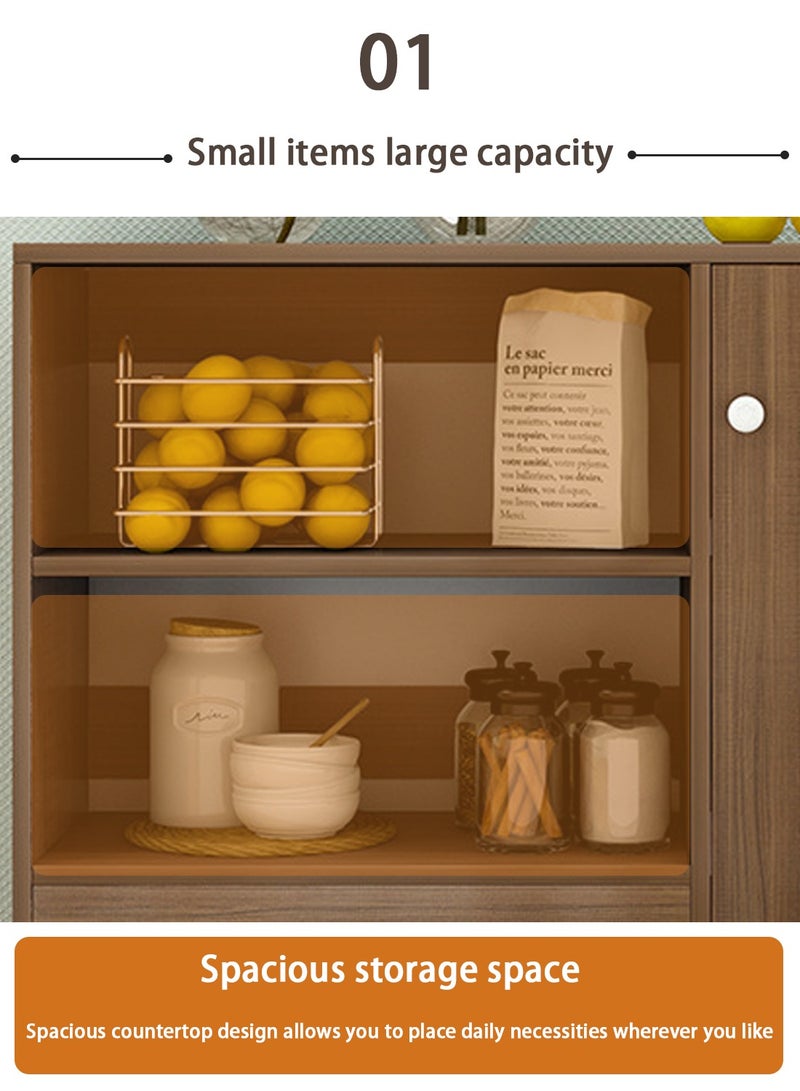 EqiEch Coffee cabinet, large capacity coffee table, modern minimalist style home coffee corner, suitable for living room or office, storage cabinet black oak - Image 2