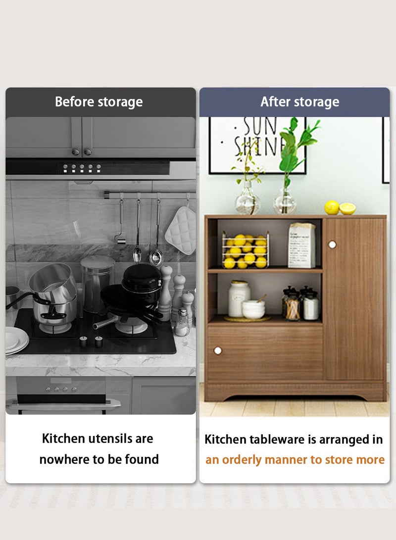 EqiEch Coffee cabinet, large capacity coffee table, modern minimalist style home coffee corner, suitable for living room or office, storage cabinet black oak - Image 4