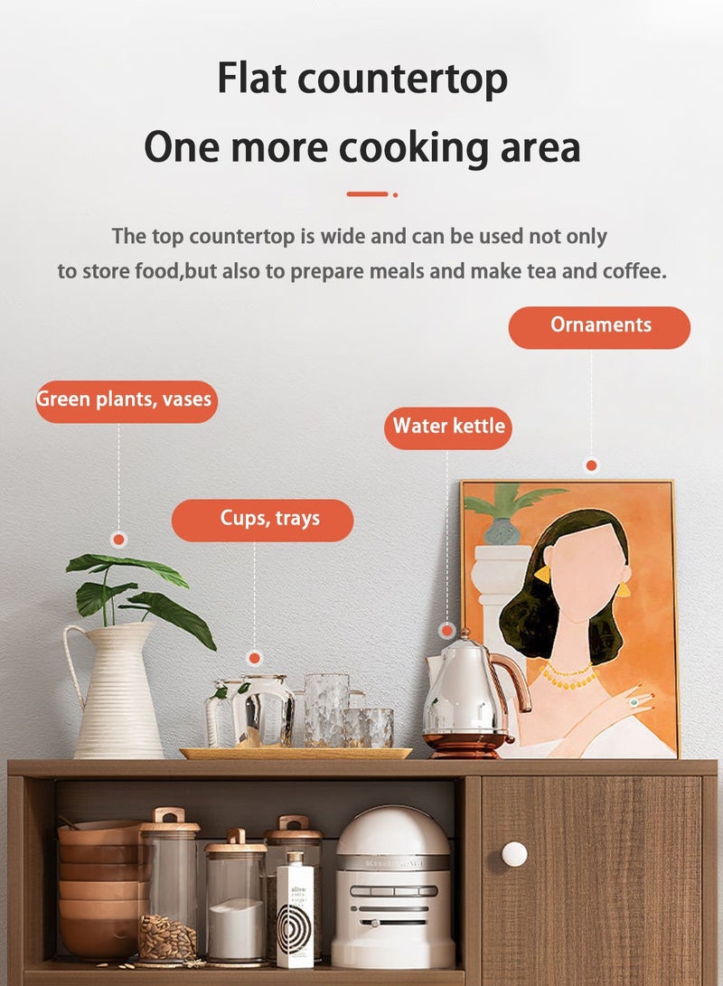 EqiEch Coffee cabinet, large capacity coffee table, modern minimalist style home coffee corner, suitable for living room or office, storage cabinet black oak - Image 5