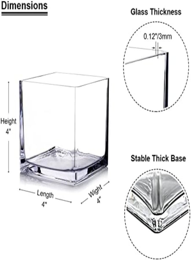 AKDC Enovafloral Cube Glass Vase, 4X4 Inch Glass Vase For Flowers Planter, Clear Square Glass Vases, Floating Candle Holders, Table Flower Glass Vase For Wedding Centerpieces, Home Office Décor Set Of 1 - Image 2