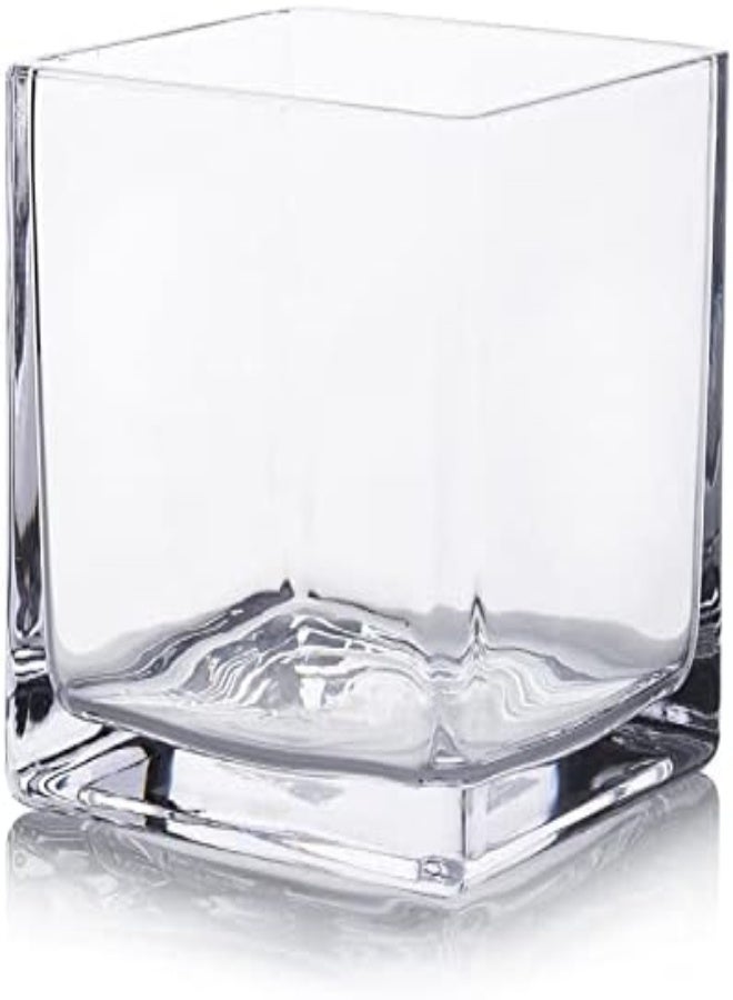 AKDC Enovafloral Cube Glass Vase, 4X4 Inch Glass Vase For Flowers Planter, Clear Square Glass Vases, Floating Candle Holders, Table Flower Glass Vase For Wedding Centerpieces, Home Office Décor Set Of 1 - Image 4