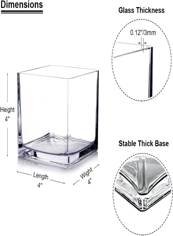 AKDC Enovafloral Cube Glass Vase, 4X4 Inch Glass Vase For Flowers Planter, Clear Square Glass Vases, Floating Candle Holders, Table Flower Glass Vase For Wedding Centerpieces, Home Office Décor Set Of 1 - Image 5