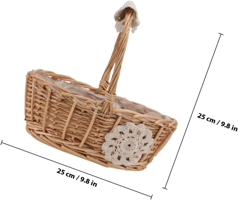 Woven Rattan Handheld Basket with Handle Portable Storage Basket for Home Organization and Wedding Supply - Image 2