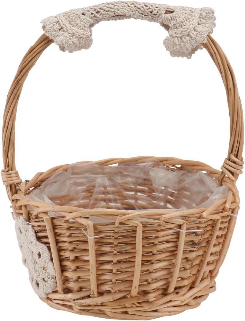 Woven Rattan Handheld Basket with Handle Portable Storage Basket for Home Organization and Wedding Supply - Image 1