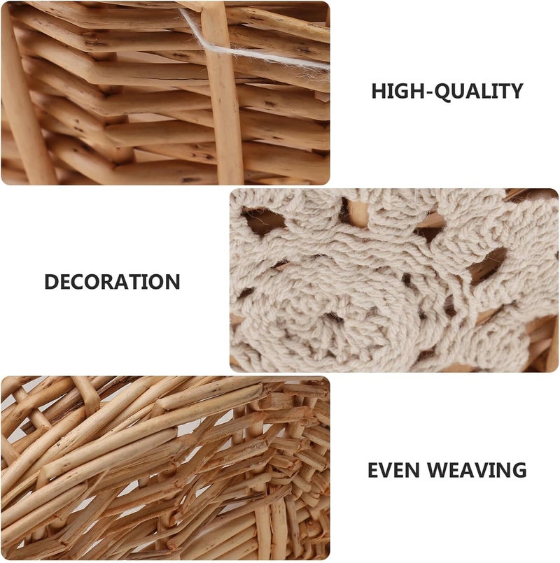 Woven Rattan Handheld Basket with Handle Portable Storage Basket for Home Organization and Wedding Supply - Image 3