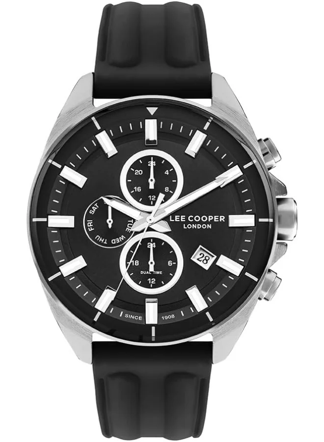 Lee Cooper Lee Cooper Men's VX9NE1 Movement Watch, Multi Function Display and Silicone Strap - LC07881.351, Black