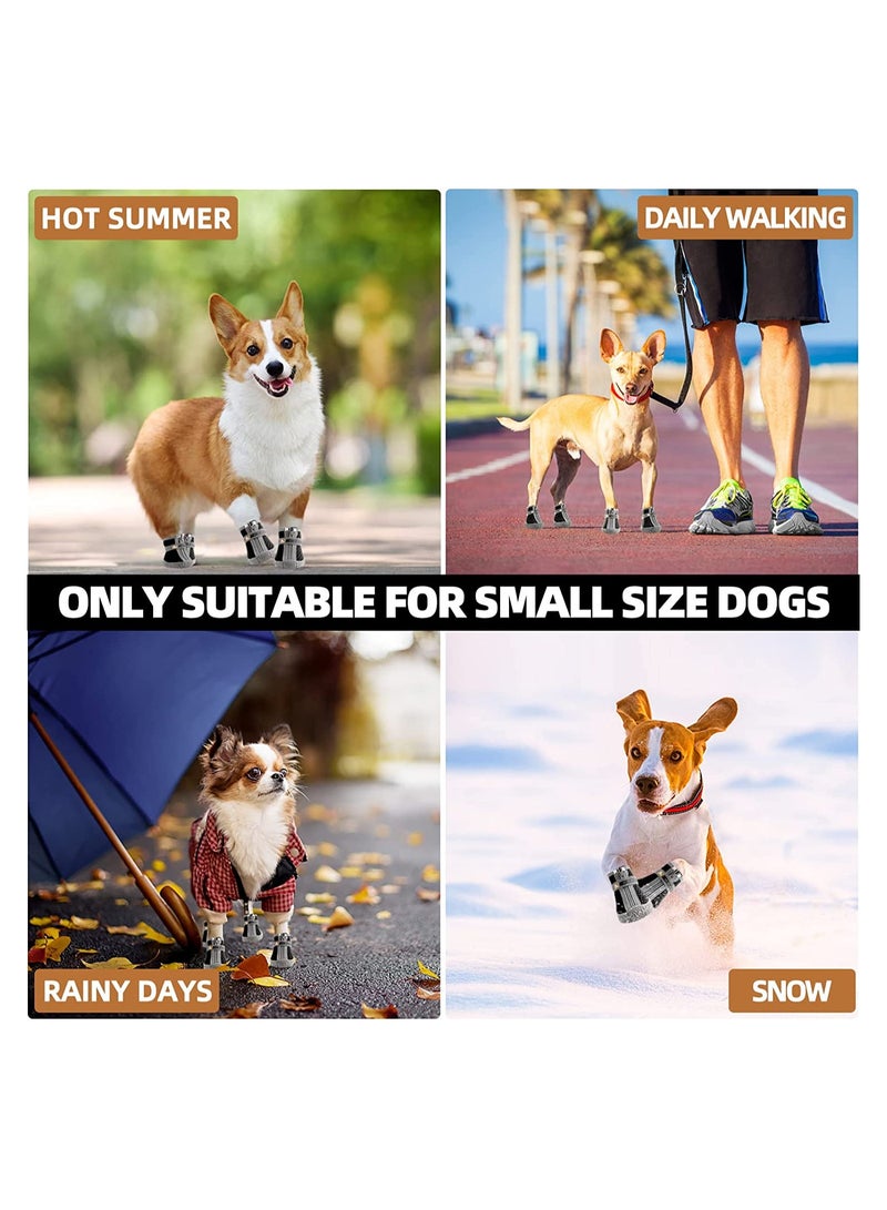 Premium Waterproof Dog Booties with Anti-Slip Design Reflective Adjustable Strap Ideal for Small Dogs in All Seasons - Image 2