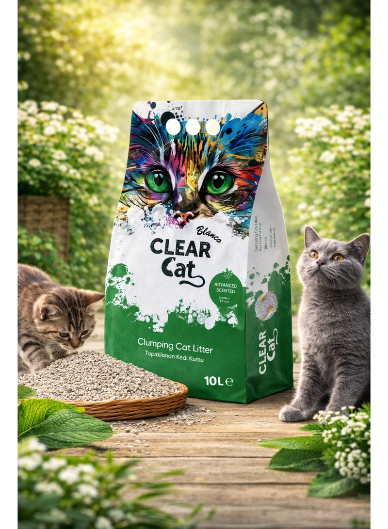Blanca Clumping Cat Litter with  Fresh Aloe Vera Scent, High-Absorbency Bentonite Formula for Superior Odor Control and Easy Cleaning,10L Eco-Friendly Bag