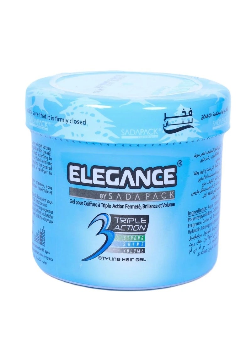 Elegance Triple Action Hair Gel 500ml - Strong Hold, Shine & Volume | Non-Greasy Styling Gel for Men & Women | Pride of Lebanon - Image 1