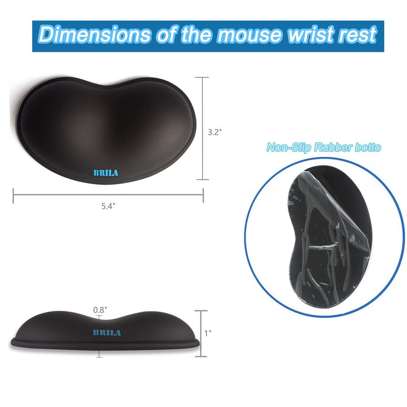 BRILA Ergonomic Silicone Mouse Wrist Rest, Cooling Silica Gel PU Leather Mouse Wrist Support Pad for Office Work and Laptop Computer Gaming - Image 4