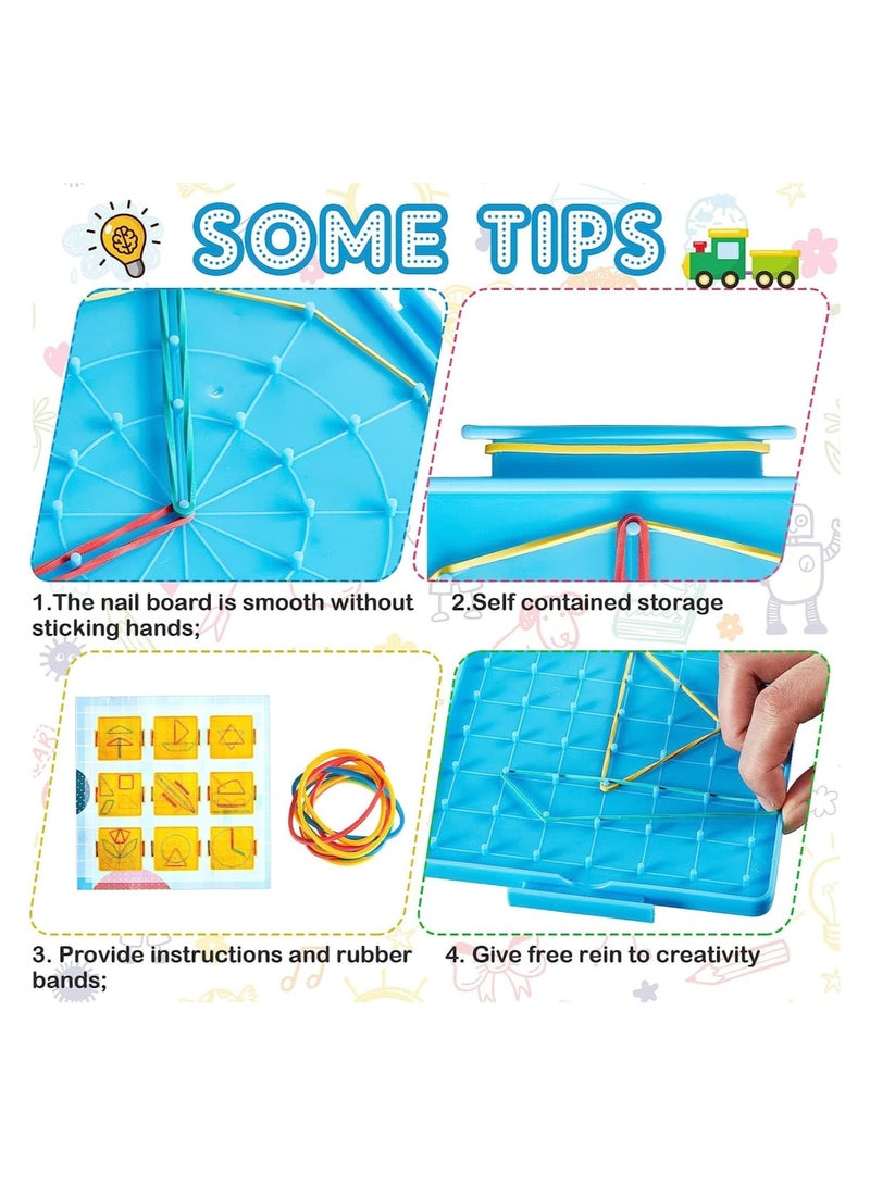 Double Sided Geoboard Graphical Mathematical Education Toy, Array Block Geo Board with Rubber Bands, Manipulatives Toy for Geometry, 12 Pcs - Image 5