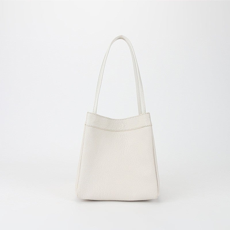 Niche Design Portable Vegetable Basket Large Capacity Commuter Tote Bag Genuine Leather Shoulder Wings Women'S Bag - Image 1