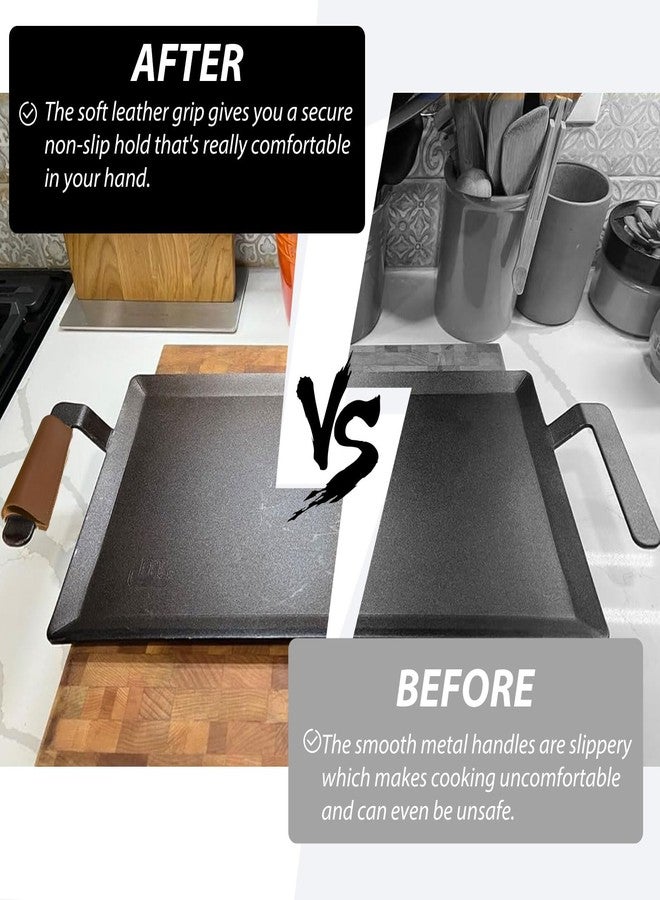 Hwborsix 2PCS Leather Handle Covers Compatible with Made in Cookware, Custom Handle Cover Fit to The Carbon Steel Griddle and Grill Press - Image 3