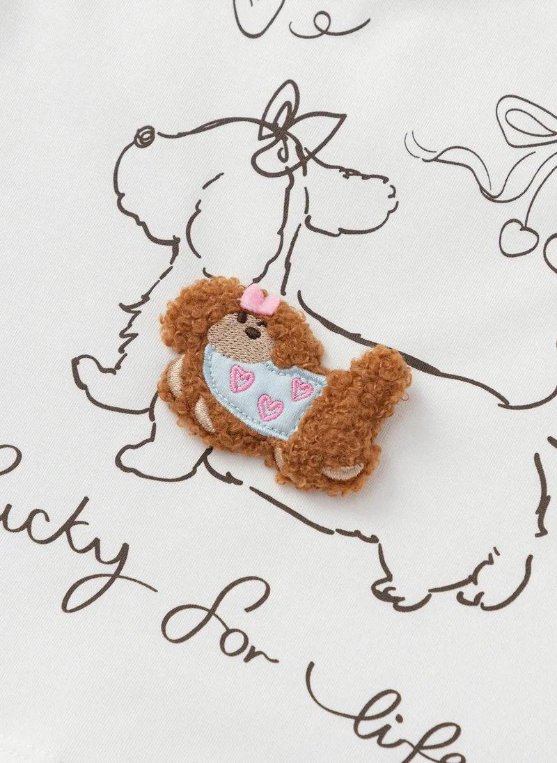 Balabala Off White Toddler Girls Round v-neck long-sleeved T-shirt for Women | Best Price UAE