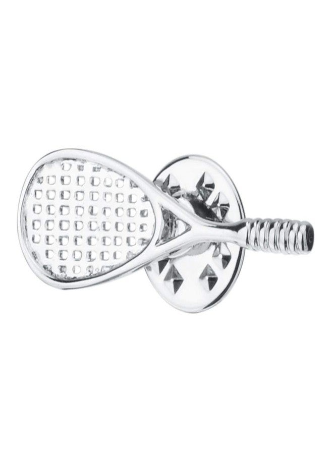 Vcufflinks Tennis Racket Ball Silver Sports Tennis Lapel Pin Brooch - Image 1