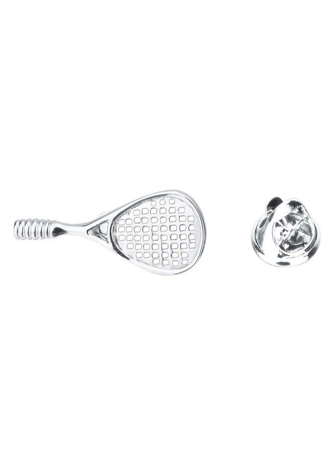 Vcufflinks Tennis Racket Ball Silver Sports Tennis Lapel Pin Brooch - Image 3