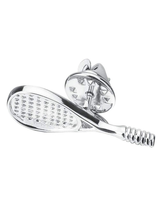 Vcufflinks Tennis Racket Ball Silver Sports Tennis Lapel Pin Brooch - Image 2