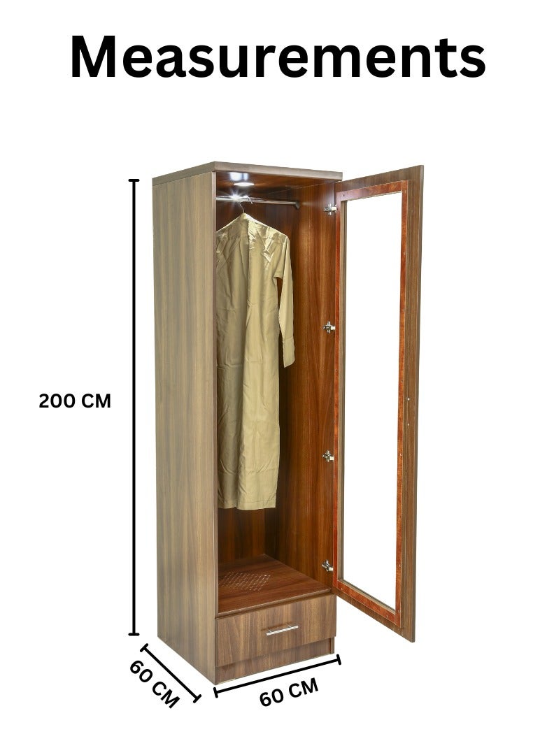 AFT Modern Bakhoor Wardrobe with LED Lighting, Perforated Base, and Fragrance Ventilation System.  Modern Bakhoor Wardrobe is ideal for those who appreciate the traditional practice of using bakhoor while maintaining a contemporary, organized living space. Whether you’re looking to enhance your room’s aesthetic or enjoy the practical benefits of scent-infused clothing, this wardrobe is the perfect blend of style, functionality, and luxury. Dark Oak (Arfan) - Image 4