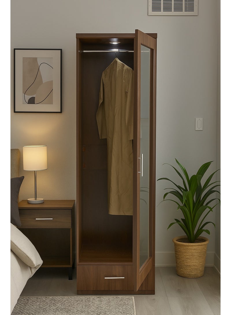 AFT Modern Bakhoor Wardrobe with LED Lighting, Perforated Base, and Fragrance Ventilation System.  Modern Bakhoor Wardrobe is ideal for those who appreciate the traditional practice of using bakhoor while maintaining a contemporary, organized living space. Whether you’re looking to enhance your room’s aesthetic or enjoy the practical benefits of scent-infused clothing, this wardrobe is the perfect blend of style, functionality, and luxury. Dark Oak (Arfan) - Image 2