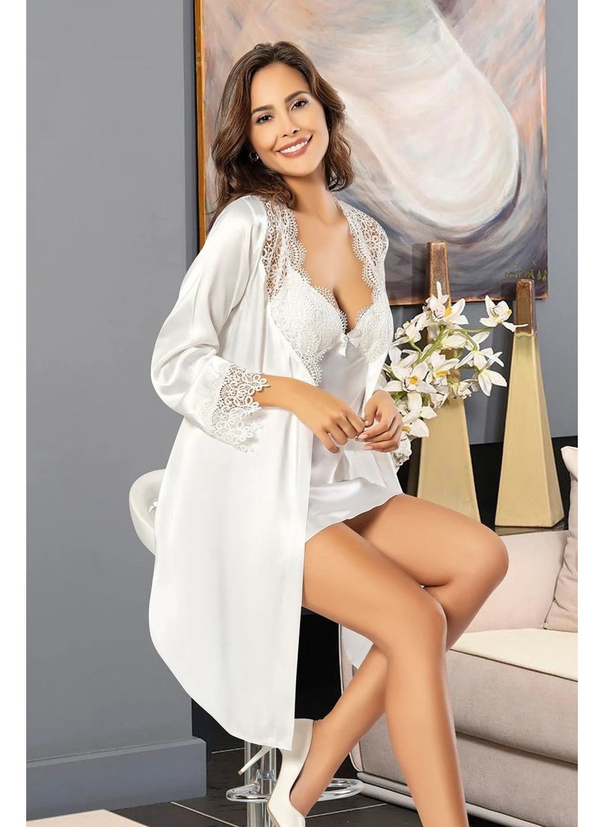 X-Ses - Xses 1001 Women's Dowry Satin Set of 6-Ecru - Image 1