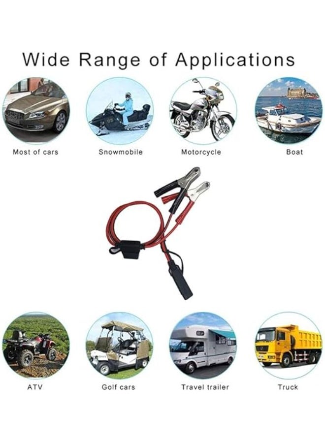 Terabyte SAE to Aligater Clips Trickle Charger Extension Cable - Battery Charger Clamp 12V-24V Quick Disconnect Extension Cord 2FT 15A Alligator Clip for Pump Motorcycle Car Battery Solar Panels (2ft) - Image 3