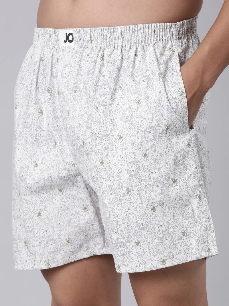 Joven Chocolate Brown and Ivory Men Printed Pure Cotton Side Pocket Boxers Pack of 2 for Men | Best Price UAE