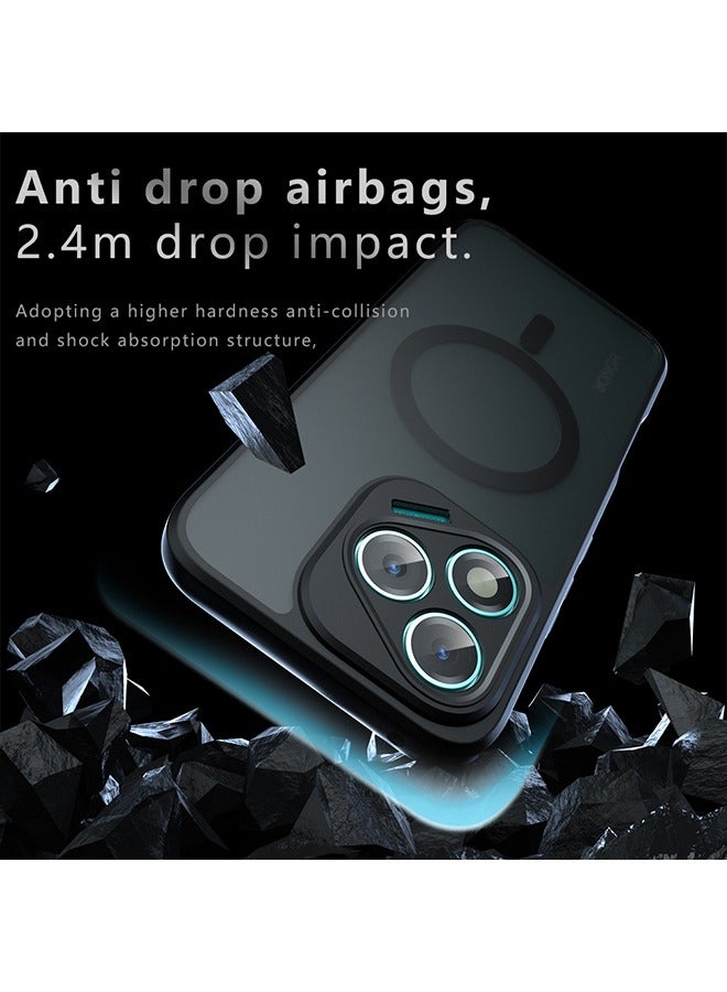 Magnetic Case for Honor 400 Lite 5G, Frosted Translucent Back Protective Slim Phone Cover, Anti-Fingerprints, Anti-Fall Drop Protection, Shockproof Case for Honor 400 Lite 5G (Black)  - Image 2