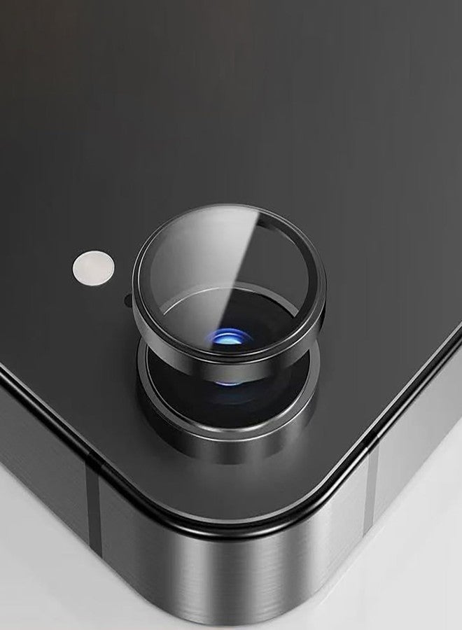 iyanzi For iPhone 16e 2025 Camera Lens Protector Tempered Glass,3D Alloy Ring Cover Case Original Color Perfect Match-2 Packs/Black - Image 3