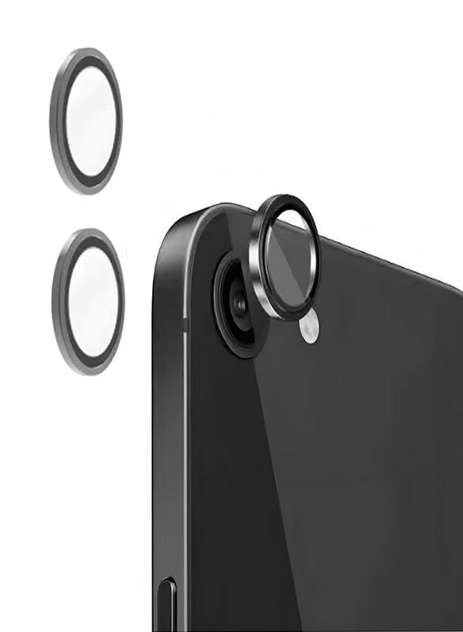 iyanzi For iPhone 16e 2025 Camera Lens Protector Tempered Glass,3D Alloy Ring Cover Case Original Color Perfect Match-2 Packs/Black - Image 1