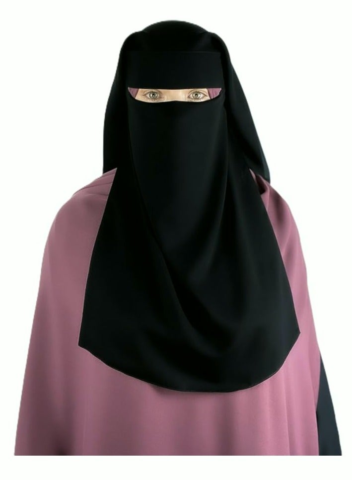 PERFECTORY Premium Triple Layer Chiffon Niqab with Back Tying Cord, Breathable Face Veil - Image 1