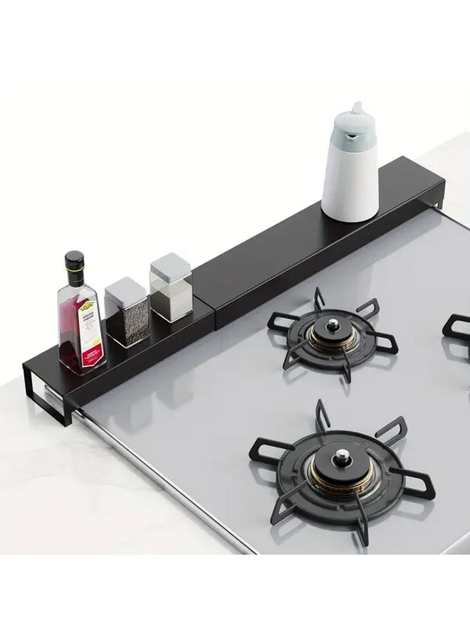 Black Adjustable Metal Gas Stove Rack Heat Resistant Range Vent Guard Oil Catcher - Image 1