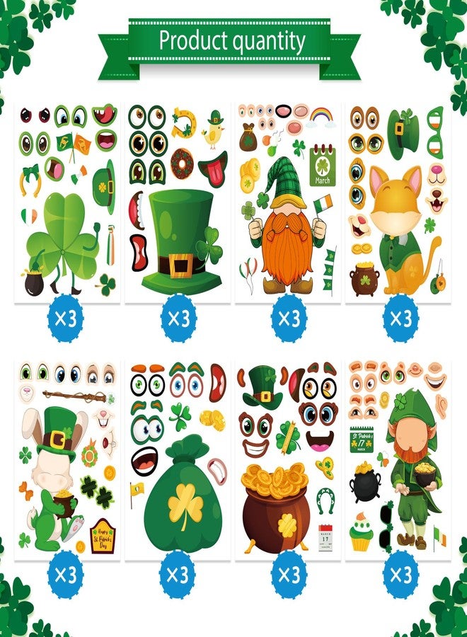 OTAITY 24 Sheets St. Patrick's Day Stickers, Make a Face Sticker for Kids Make Your Own Lucky Shamrock Irish Stickers St. Patricks Day Craft Party Favor Decorations - Image 4