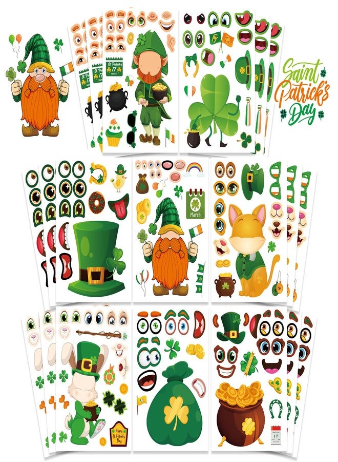 OTAITY 24 Sheets St. Patrick's Day Stickers, Make a Face Sticker for Kids Make Your Own Lucky Shamrock Irish Stickers St. Patricks Day Craft Party Favor Decorations - Image 1