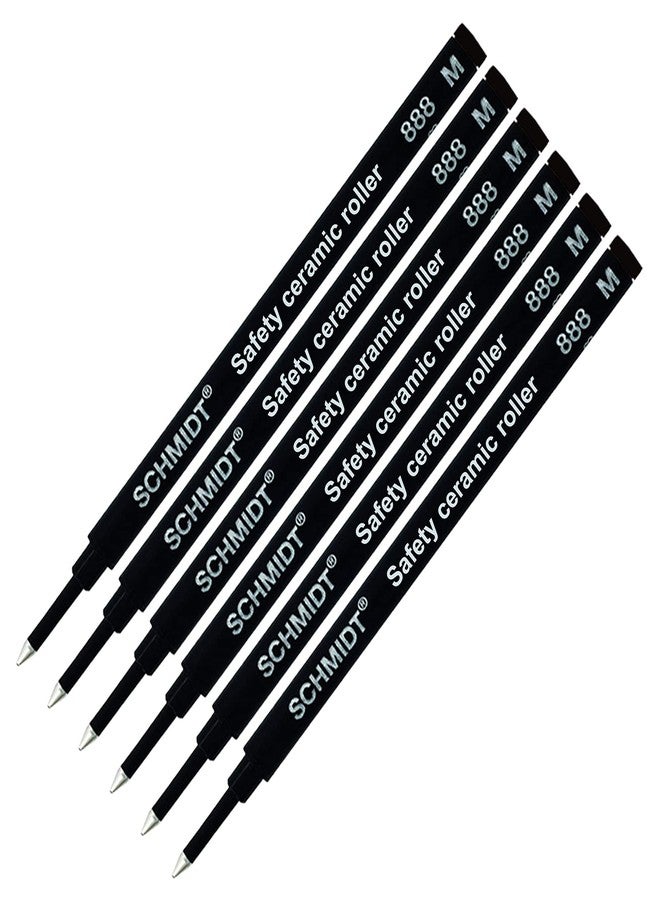 Lanier Pens Pack of 6 - Schmidt 888 M Safety Ceramic Rollerball Refill Black Ink Medium Tip - Image 1
