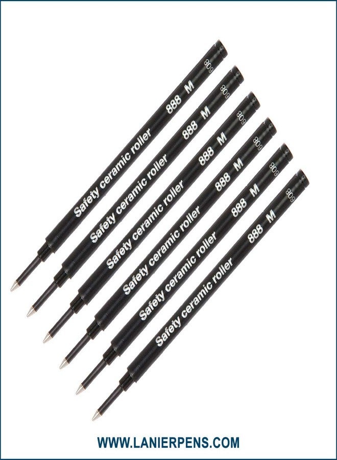 Lanier Pens Pack of 6 - Schmidt 888 M Safety Ceramic Rollerball Refill Black Ink Medium Tip - Image 2