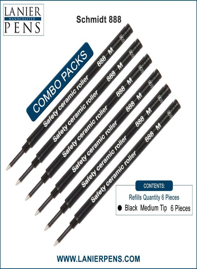 Lanier Pens Pack of 6 - Schmidt 888 M Safety Ceramic Rollerball Refill Black Ink Medium Tip - Image 3