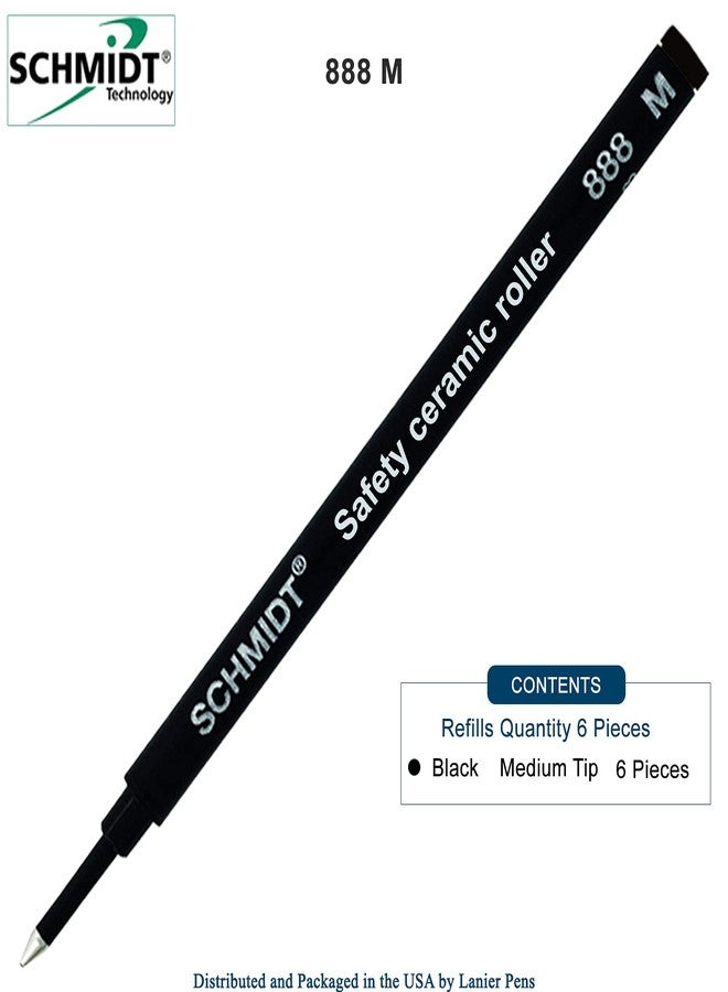 Lanier Pens Pack of 6 - Schmidt 888 M Safety Ceramic Rollerball Refill Black Ink Medium Tip - Image 4