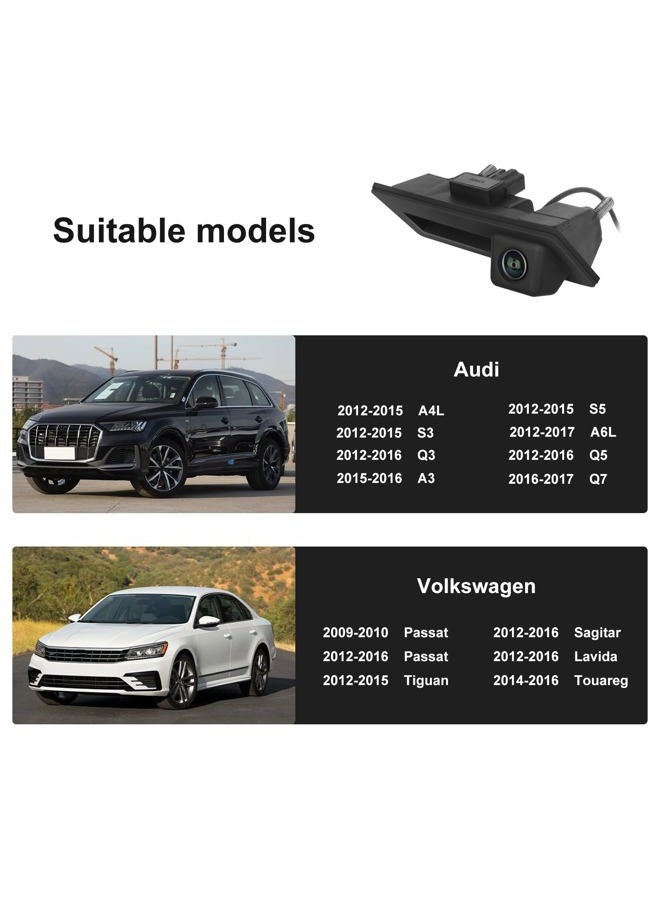 Camecho 170° Car Handle Backup Camera Rear View HD Camera Night Vision Reverse Parking Assistance for Audi for VW Tiguan/Golf/Jetta/Passat/Touran/Touareg/Lavida/Sagitar/Caddy - Image 2