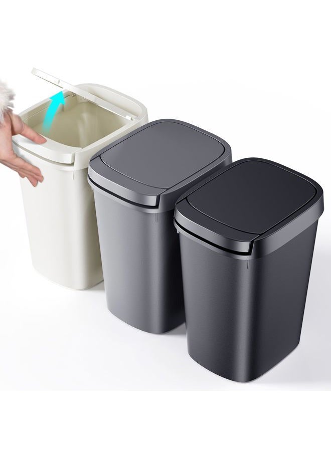 CEROELDA 3 Pack Bathroom Small Trash Can with Lid, 10L/2.6 Gal Slim Garbage Can with Press Top Lid, Plastic Wastebasket with Pop-up Lid for Toilet, Office, Bedroom (Muti 1, 3 Pack) - Image 1