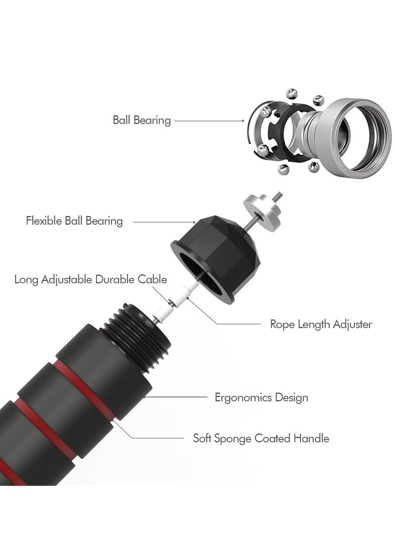 حبل القفز، حبل القفز مع مقبض الرغوة القابل للضبط، حبل القفز السريع الحر المشابك مع محامل الكرات من أجل اللياقة البدنية، مناسب لللياقة البدنية، التمارين المنزلية وجسم رشيق - Image 2