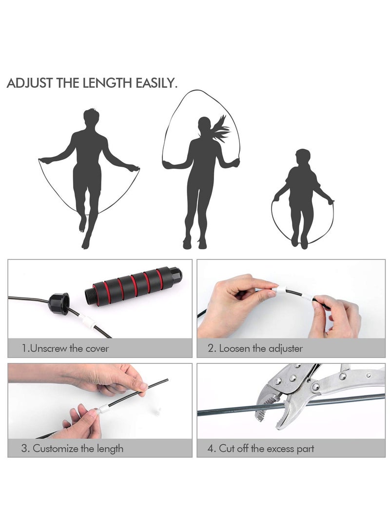 حبل القفز، حبل القفز مع مقبض الرغوة القابل للضبط، حبل القفز السريع الحر المشابك مع محامل الكرات من أجل اللياقة البدنية، مناسب لللياقة البدنية، التمارين المنزلية وجسم رشيق - Image 4