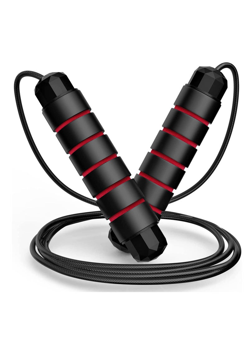 حبل القفز، حبل القفز مع مقبض الرغوة القابل للضبط، حبل القفز السريع الحر المشابك مع محامل الكرات من أجل اللياقة البدنية، مناسب لللياقة البدنية، التمارين المنزلية وجسم رشيق - Image 1