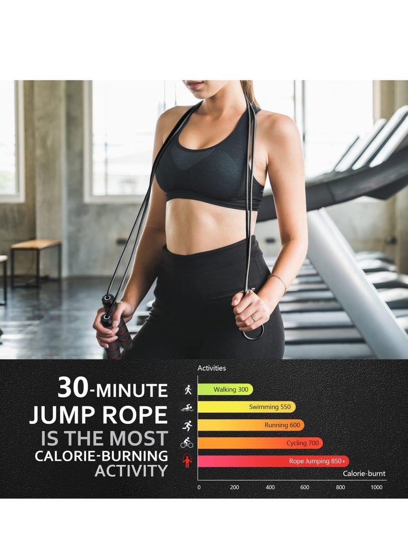حبل القفز، حبل القفز مع مقبض الرغوة القابل للضبط، حبل القفز السريع الحر المشابك مع محامل الكرات من أجل اللياقة البدنية، مناسب لللياقة البدنية، التمارين المنزلية وجسم رشيق - Image 5