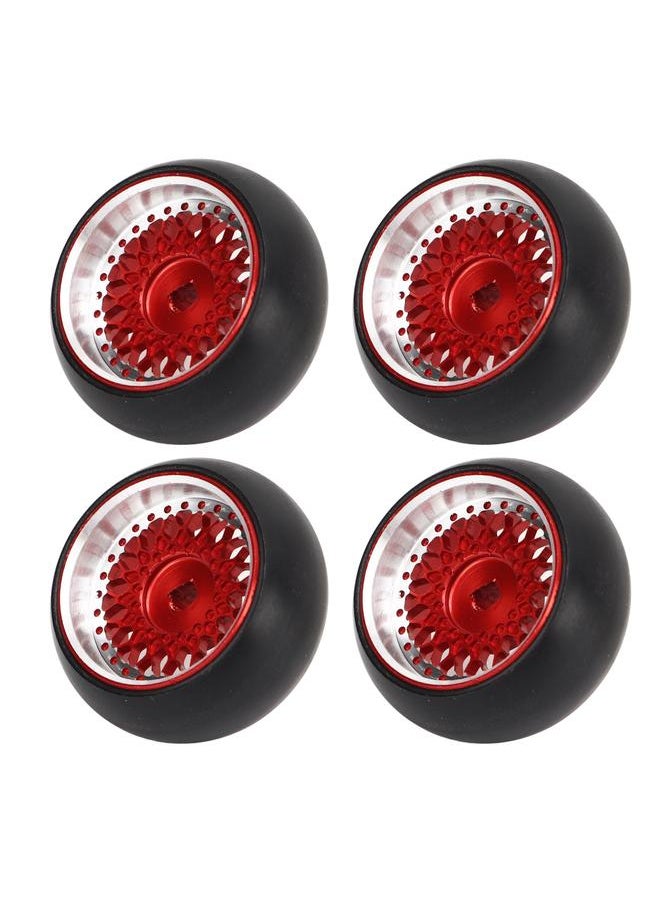 Thoraya 4 PCS RC Drift Tire Aluminum Alloy Replacement Tires for WLtoys K989 1/28 RC Car A Red  - Image 2
