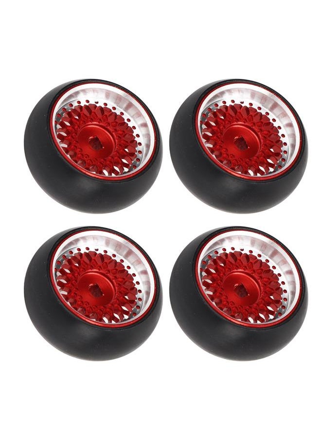 Thoraya 4 PCS RC Drift Tire Aluminum Alloy Replacement Tires for WLtoys K989 1/28 RC Car A Red  - Image 4