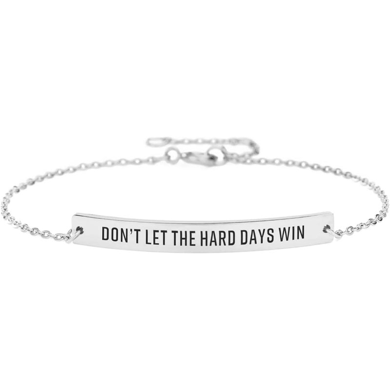 Ohmique Dont Let The Hard Days Win Bracelet - Silver Don't Let The Hard Days Win Bracelet Motivational Bangle Stainless Steel Engraved Words, Inspirational Chain Jewelry Gifts for Women Friend - Image 1